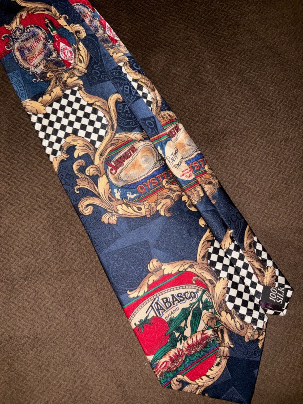 Designer Novelty Tabasco Print Silk Tie
